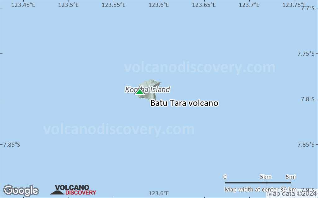 Terrain-type map of Batu Tara volcano (scale of 20-40 km)