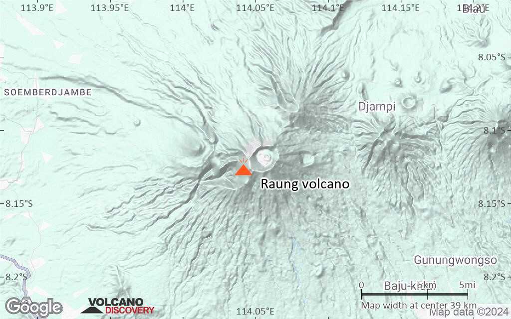 Terrain-type map of Raung volcano (scale of 20-40 km)