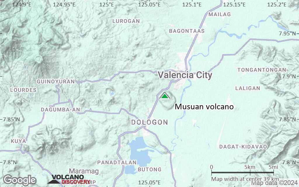 Terrain-type map of Musuan volcano (scale of 20-40 km)