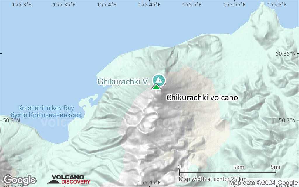 Terrain-type map of Chikurachki volcano (scale of 20-40 km)