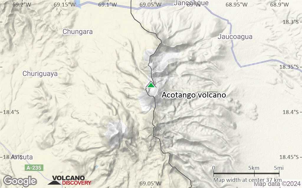 Terrain-type map of Acotango volcano (scale of 20-40 km)