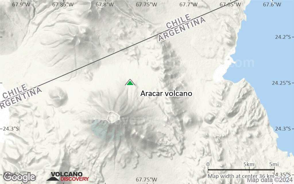Terrain-type map of Aracar volcano (scale of 20-40 km)
