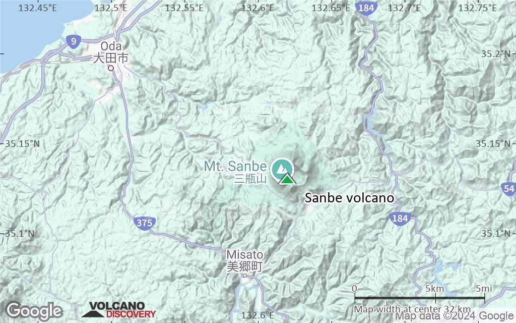 Terrain-type map of Sanbe volcano (scale of 20-40 km)
