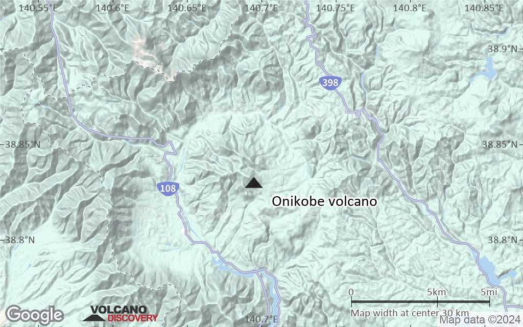 Terrain-type map of Onikobe volcano (scale of 20-40 km)