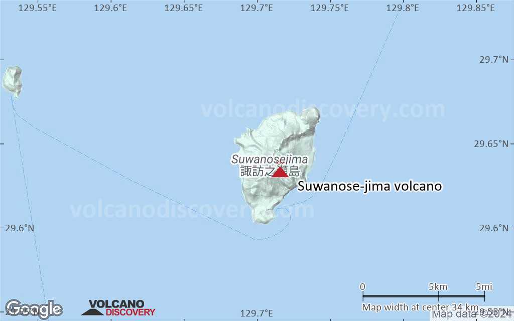 Terrain-type map of Suwanose-jima volcano (scale of 20-40 km)