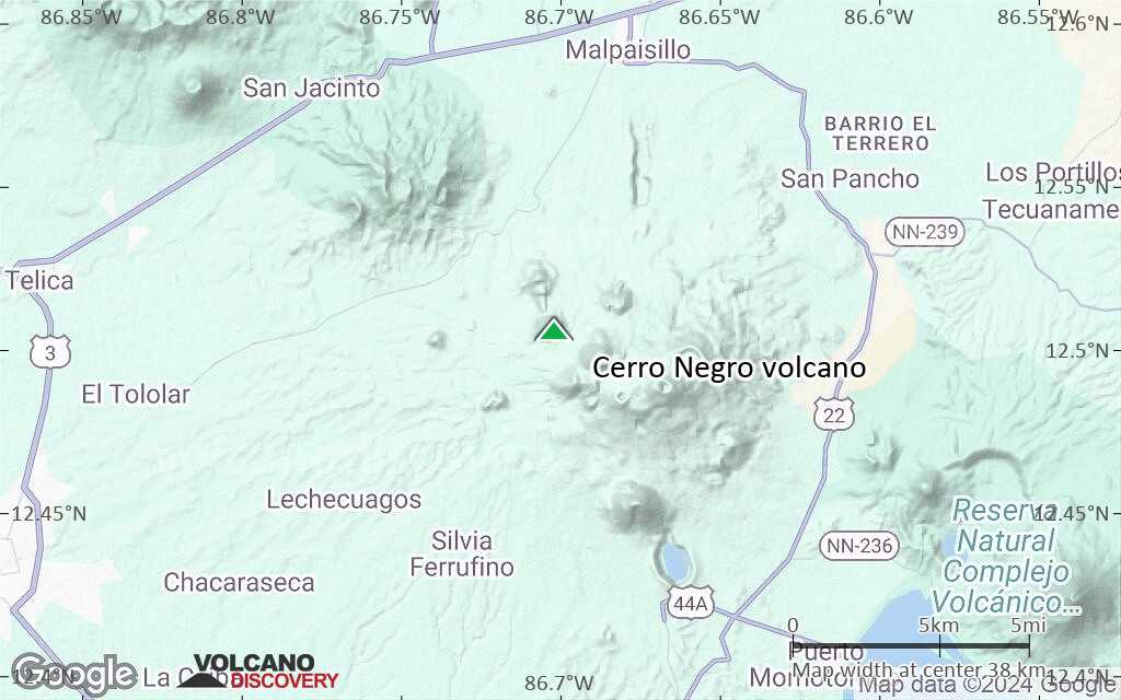 Terrain-type map of Cerro Negro volcano (scale of 20-40 km)