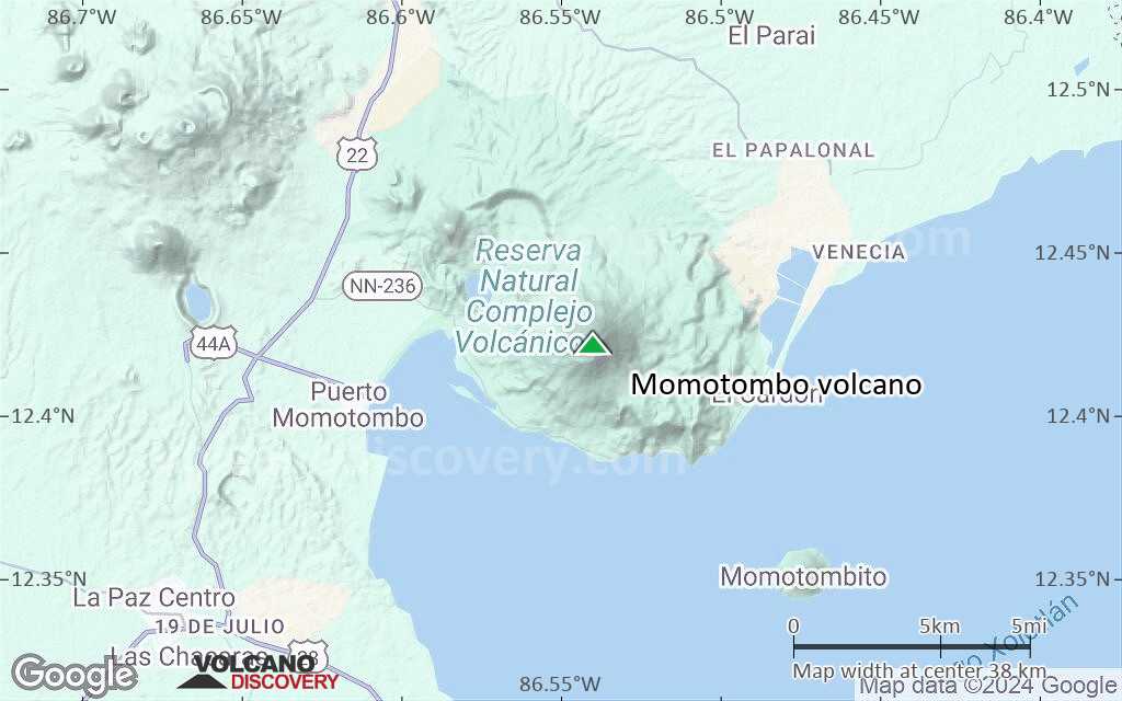 Terrain-type map of Momotombo volcano (scale of 20-40 km)
