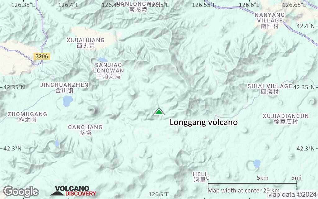 Terrain-type map of Longgang volcano (scale of 20-40 km)