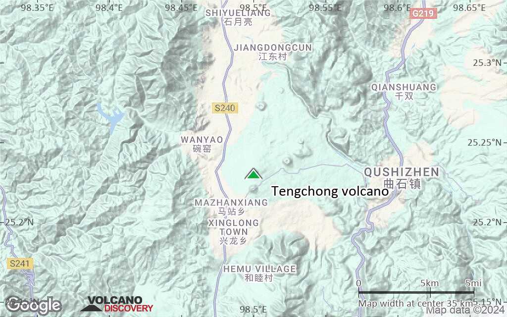Terrain-type map of Tengchong volcano (scale of 20-40 km)