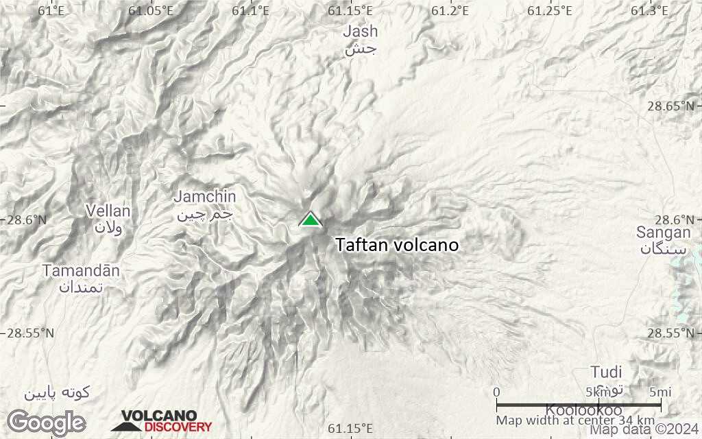 Terrain-type map of Taftan volcano (scale of 20-40 km)