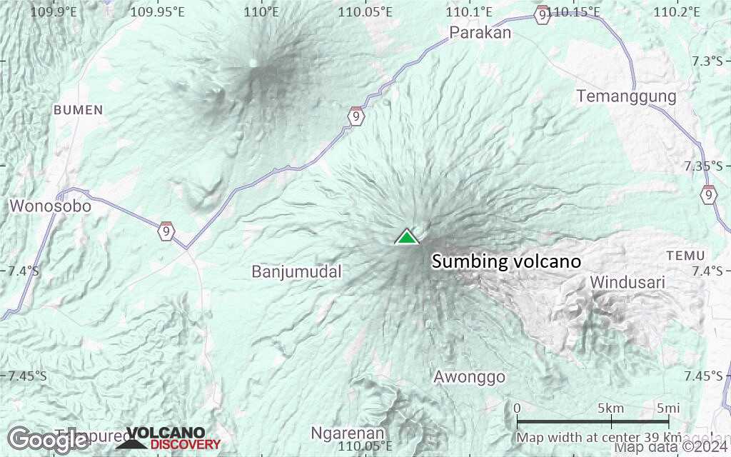 Terrain-type map of Sumbing volcano (scale of 20-40 km)