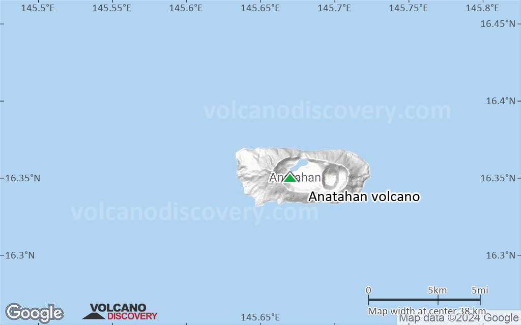 Terrain-type map of Anatahan volcano (scale of 20-40 km)
