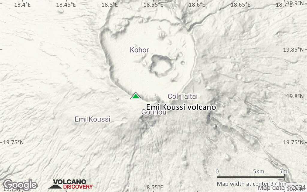 Terrain-type map of Emi Koussi volcano (scale of 20-40 km)
