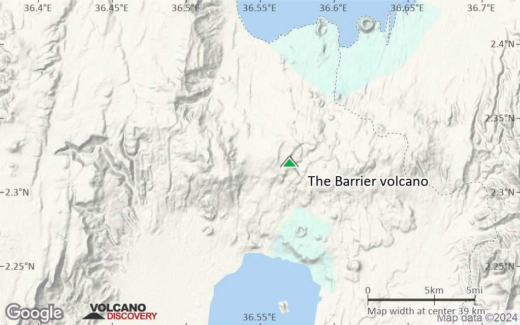 Terrain-type map of The Barrier volcano (scale of 20-40 km)