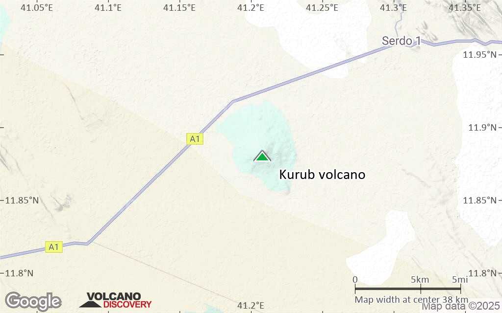 Terrain-type map of Kurub volcano (scale of 20-40 km)