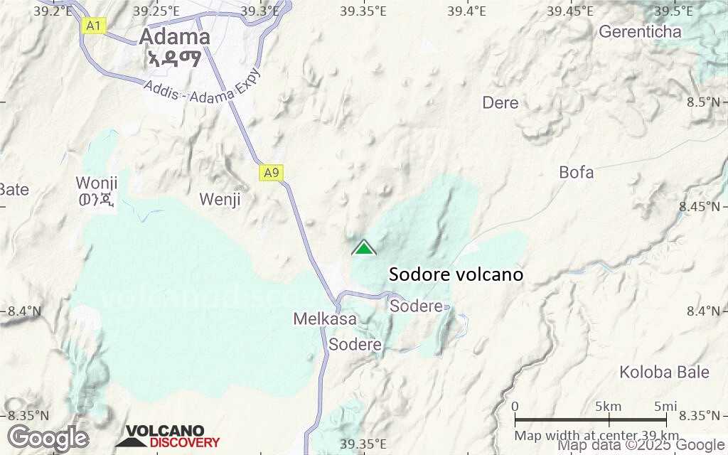 Terrain-type map of Sodore volcano (scale of 20-40 km)
