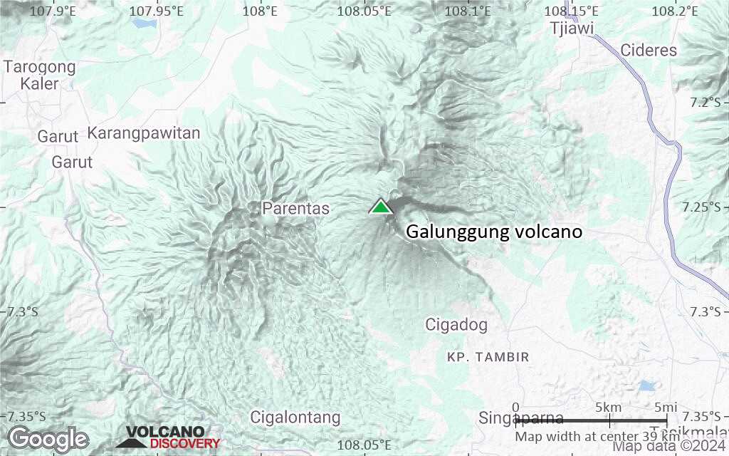 Terrain-type map of Galunggung volcano (scale of 20-40 km)