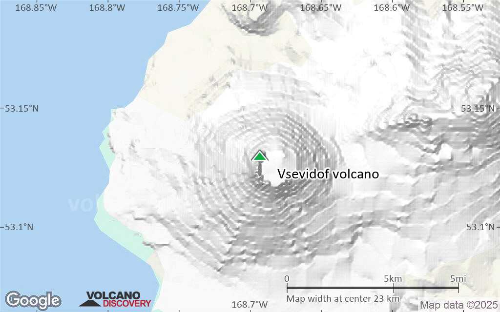 Terrain-type map of Vsevidof volcano (scale of 20-40 km)