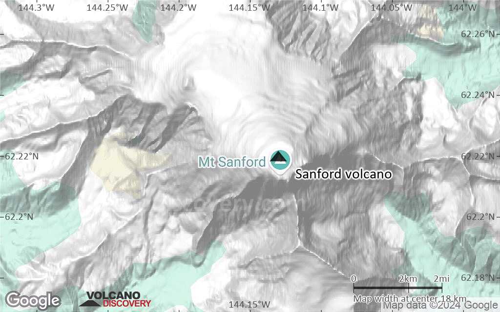 Terrain-type map of Sanford volcano (scale of 20-40 km)