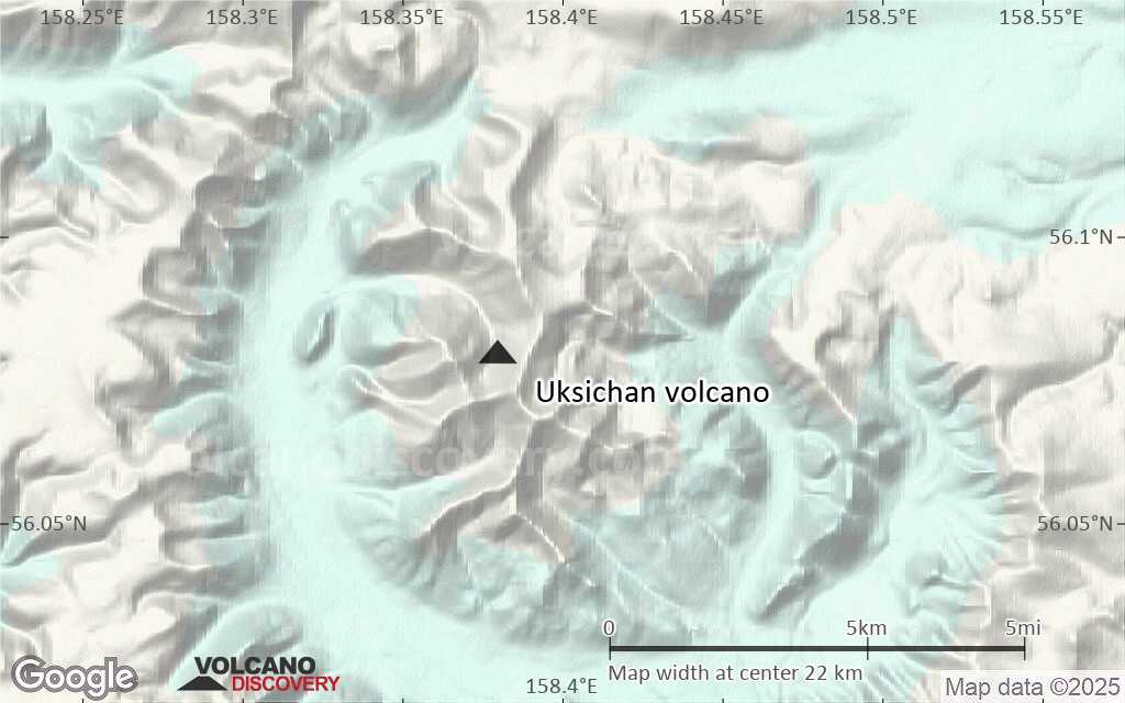 Terrain-type map of Uksichan volcano (scale of 20-40 km)