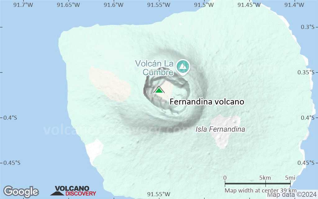 Terrain-type map of Fernandina volcano (scale of 20-40 km)