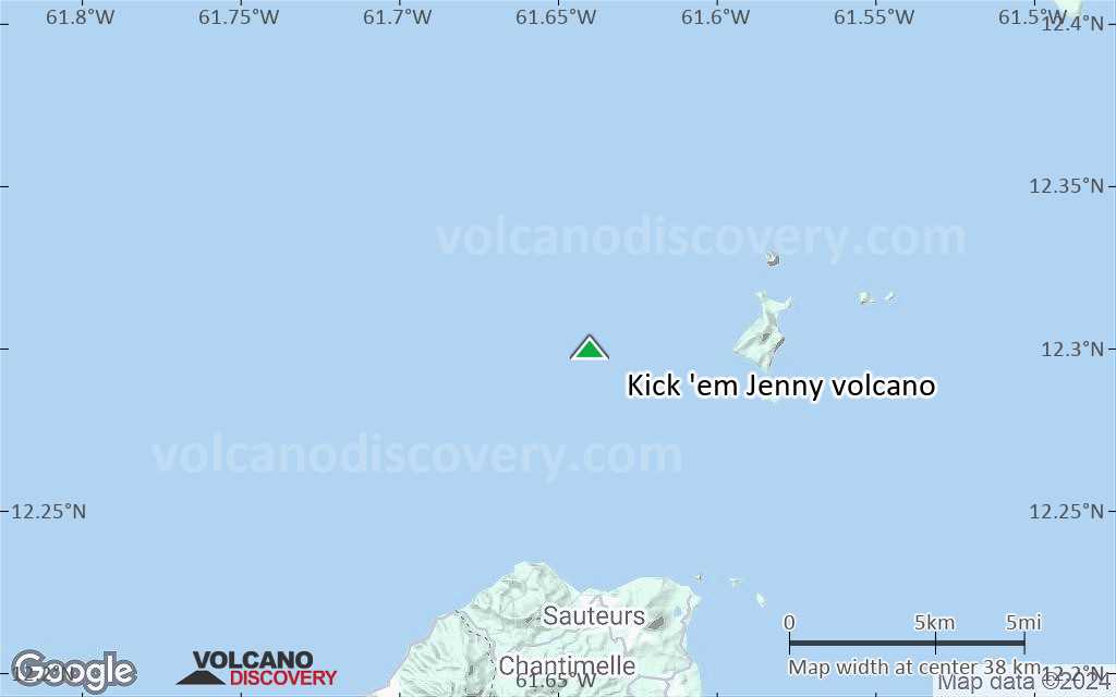 Terrain-type map of Kick 'em Jenny volcano (scale of 20-40 km)