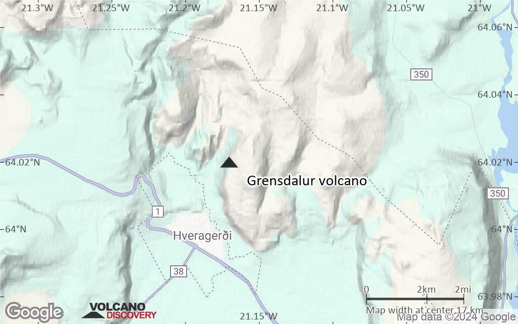 Terrain-type map of Grensdalur volcano (scale of 20-40 km)