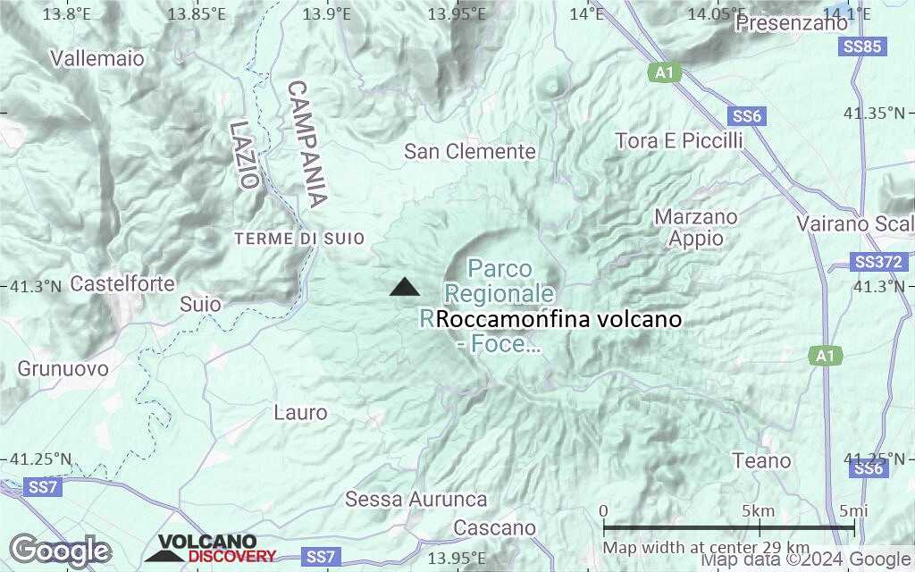 Terrain-type map of Roccamonfina volcano (scale of 20-40 km)