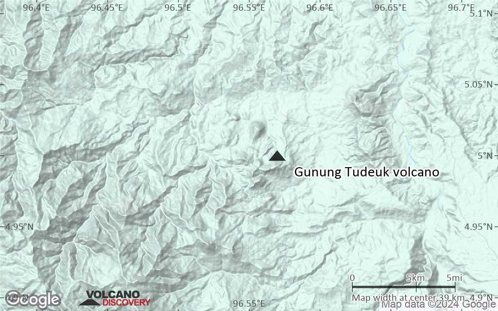 Terrain-type map of Gunung Tudeuk volcano (scale of 20-40 km)