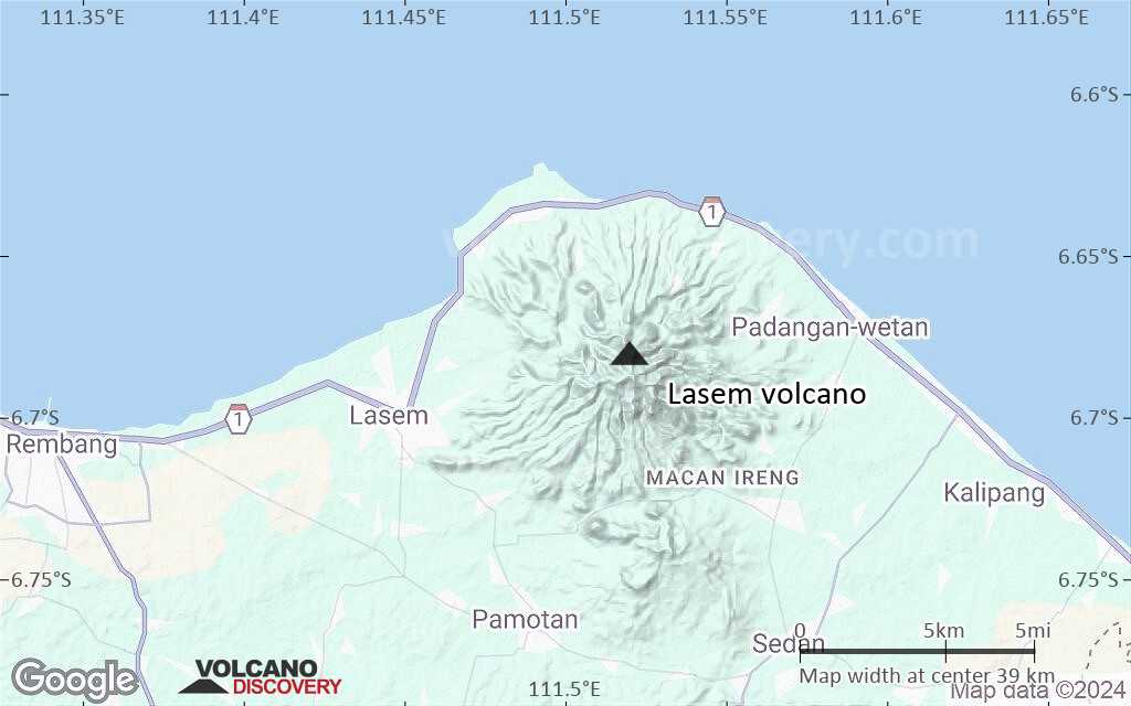 Terrain-type map of Lasem volcano (scale of 20-40 km)