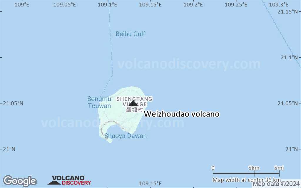 Terrain-type map of Weizhoudao volcano (scale of 20-40 km)
