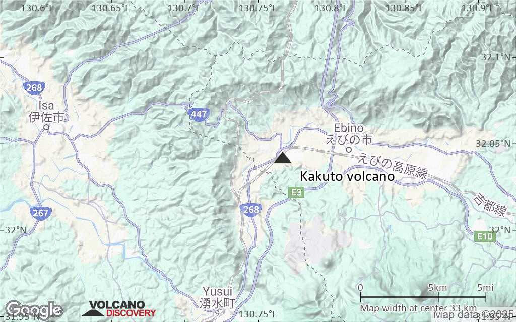 Terrain-type map of Kakuto volcano (scale of 20-40 km)