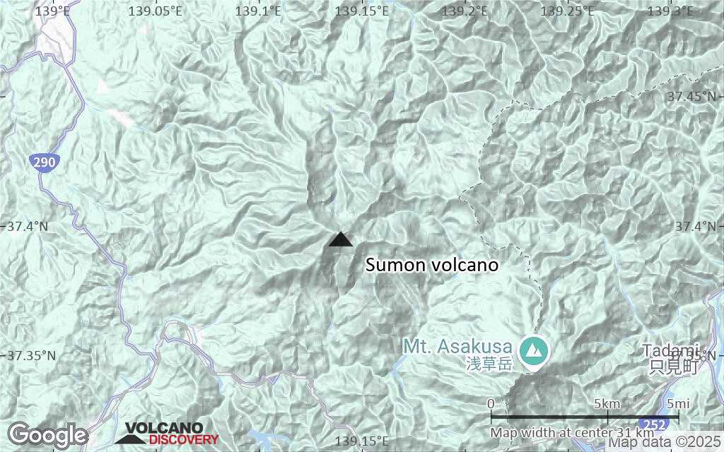 Terrain-type map of Sumon volcano (scale of 20-40 km)