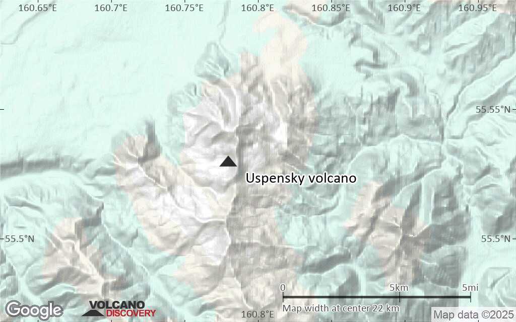 Terrain-type map of Uspensky volcano (scale of 20-40 km)