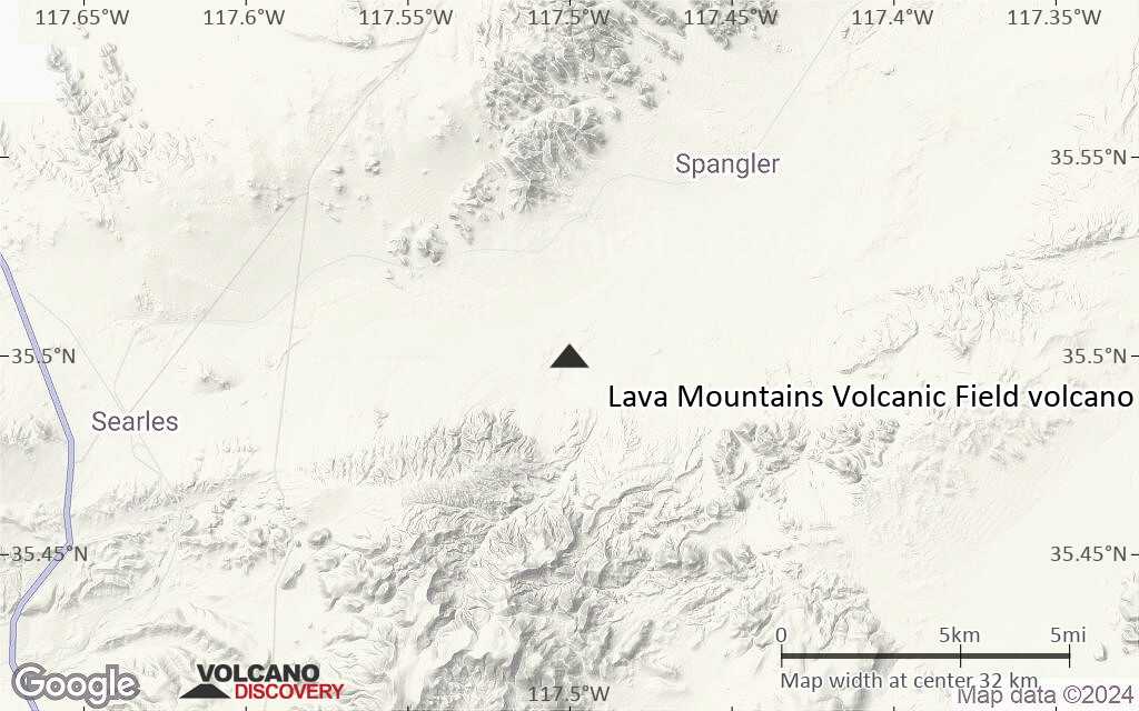 Terrain-type map of Lava Mountains Volcanic Field volcano (scale of 20-40 km)