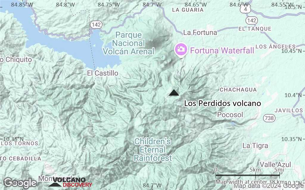 Terrain-type map of Los Perdidos volcano (scale of 20-40 km)
