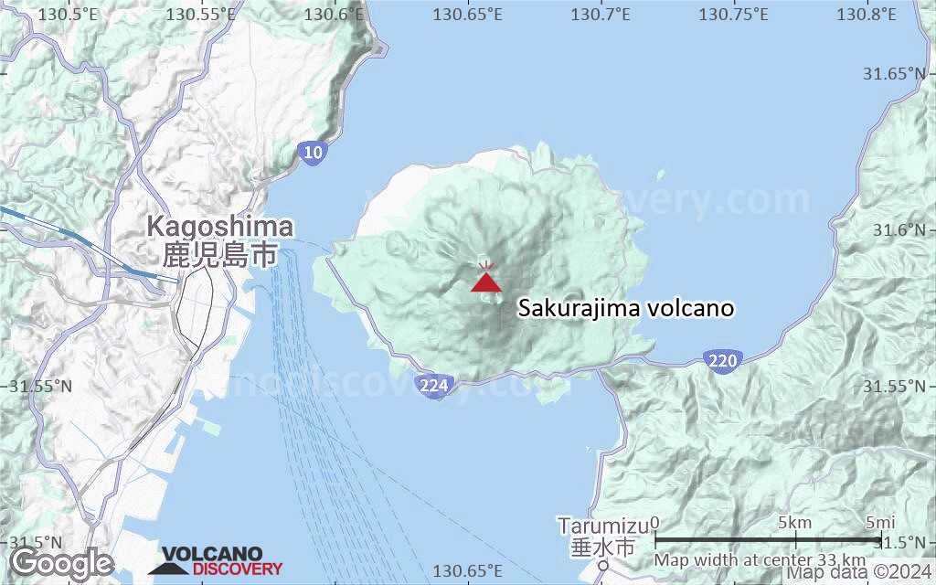 Terrain-type map of Sakurajima volcano (scale of 20-40 km)