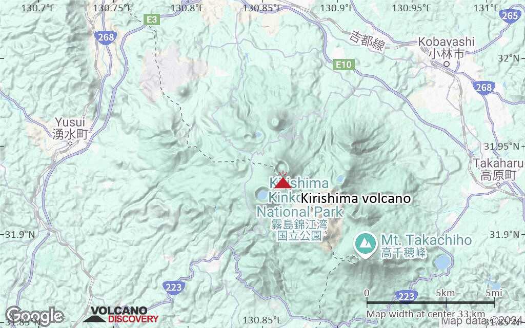 Terrain-type map of Kirishima volcano (scale of 20-40 km)