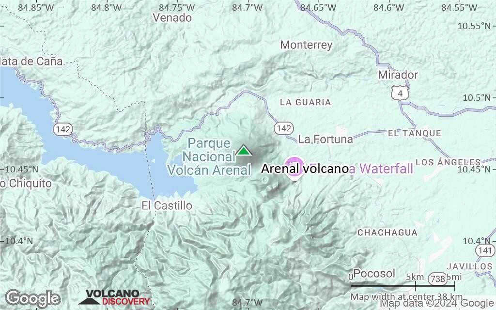 Terrain-type map of Arenal volcano (scale of 20-40 km)