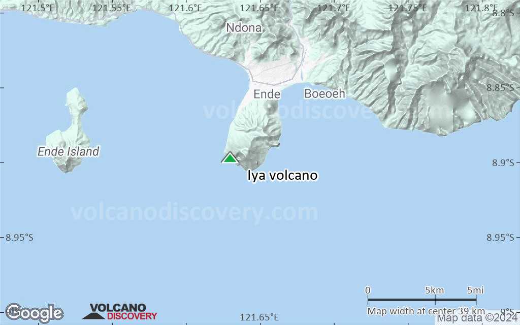 Terrain-type map of Iya volcano (scale of 20-40 km)