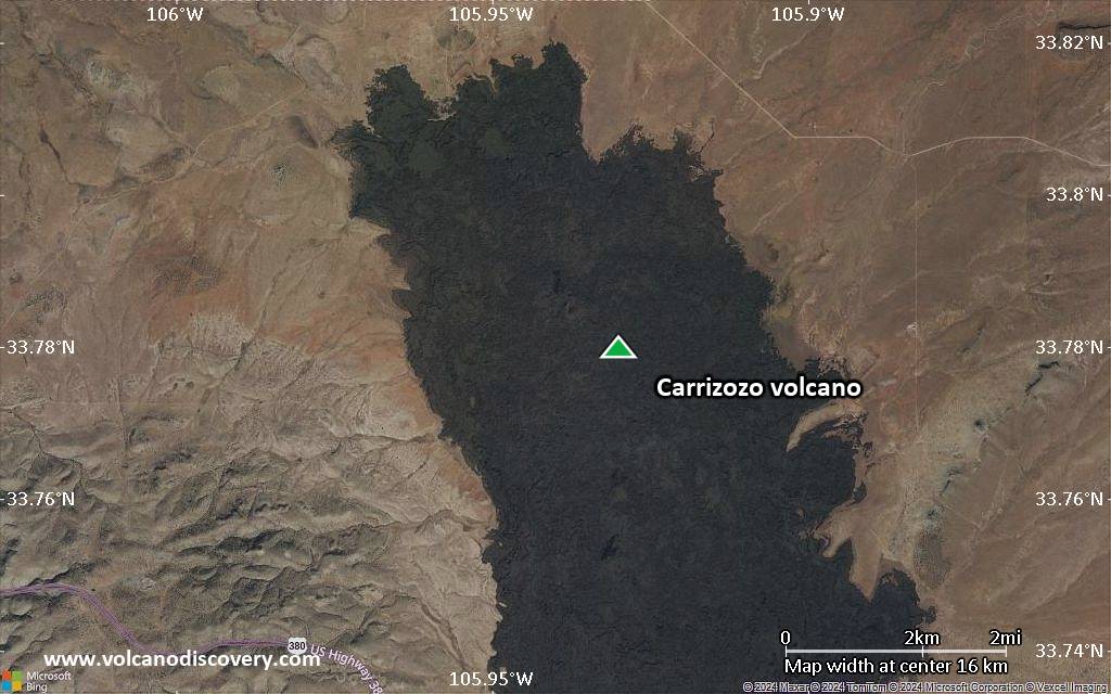 Satellite/aerial-type map of Carrizozo volcano (scale of approx. 10-20 km)