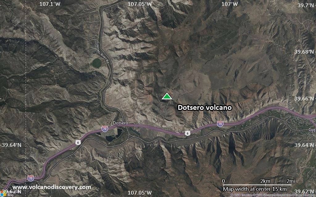 Satellite/aerial-type map of Dotsero volcano (scale of approx. 10-20 km)