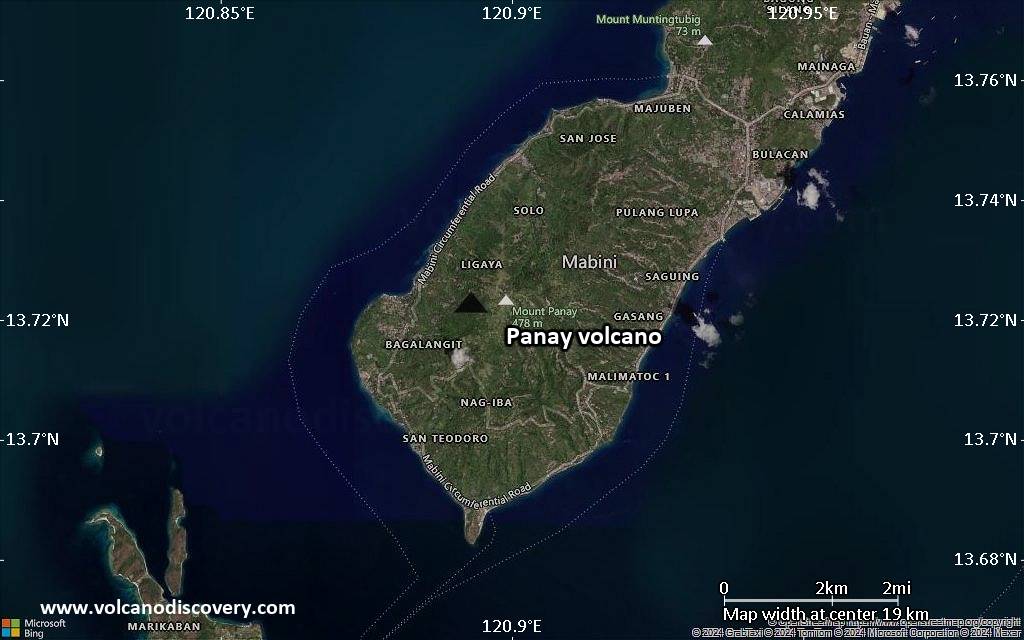 Satellite/aerial-type map of Panay volcano (scale of approx. 10-20 km)