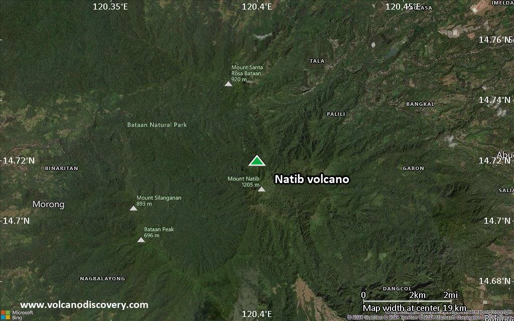 Satellite/aerial-type map of Natib volcano (scale of approx. 10-20 km)