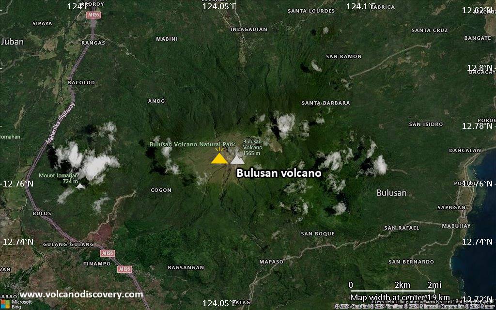 Satellite/aerial-type map of Bulusan volcano (scale of approx. 10-20 km)