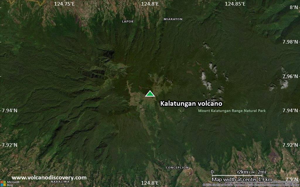 Satellite/aerial-type map of Kalatungan volcano (scale of approx. 10-20 km)