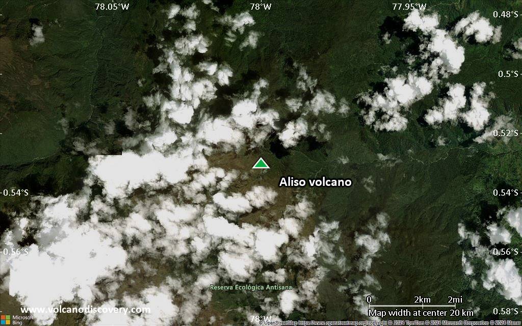 Satellite/aerial-type map of Aliso volcano (scale of approx. 10-20 km)