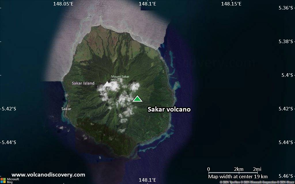 Satellite/aerial-type map of Sakar volcano (scale of approx. 10-20 km)