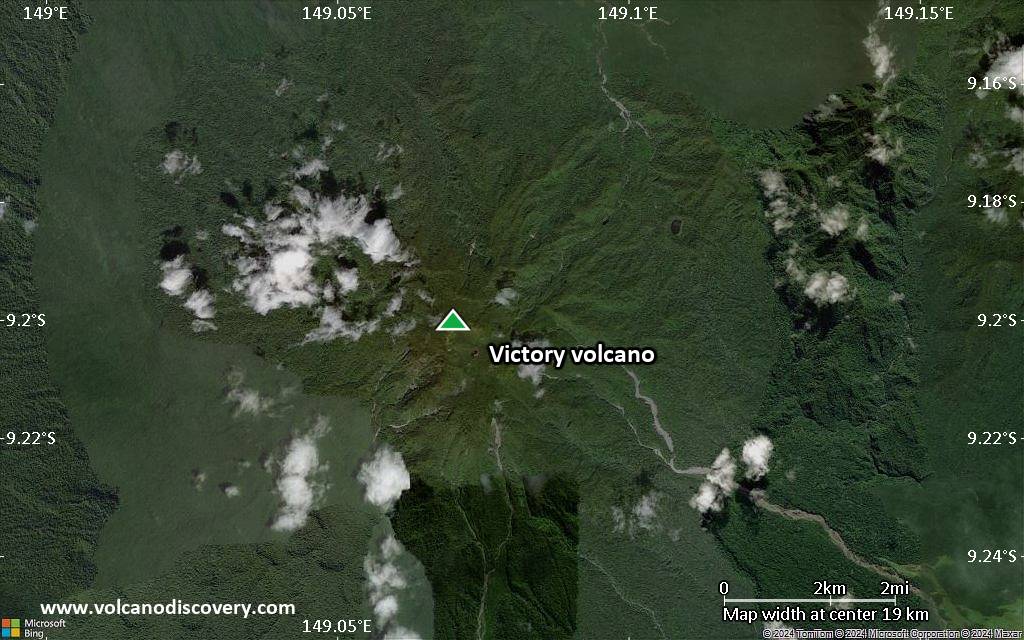 Satellite/aerial-type map of Victory volcano (scale of approx. 10-20 km)