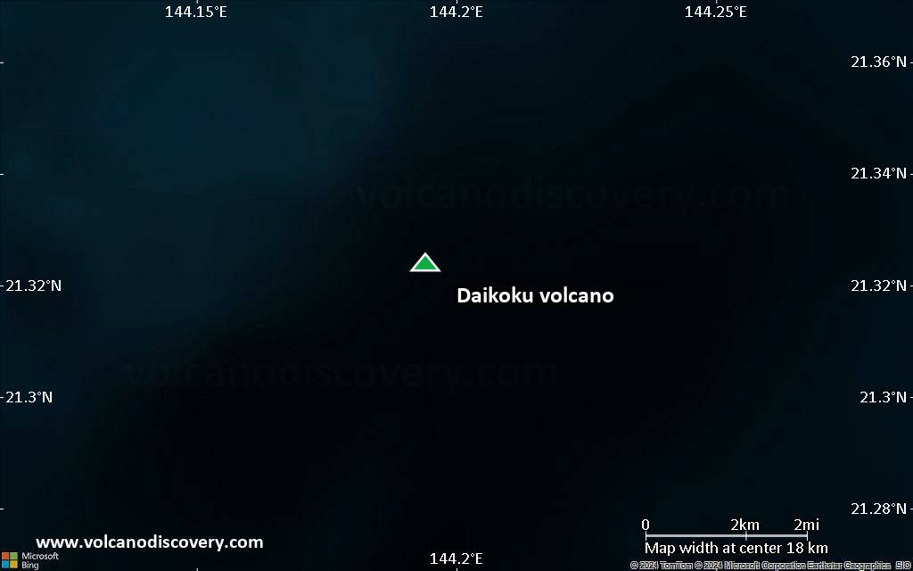 Satellite/aerial-type map of Daikoku volcano (scale of approx. 10-20 km)